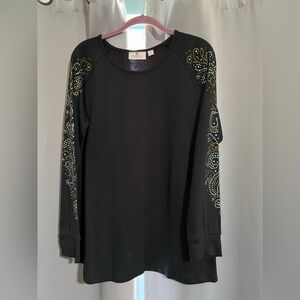 Quacker Factory black embellished top size medium